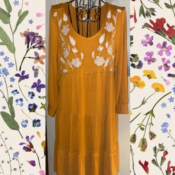 Cupio Dresses Cupio Knit Tiered Dresssienna Brown Wwhite